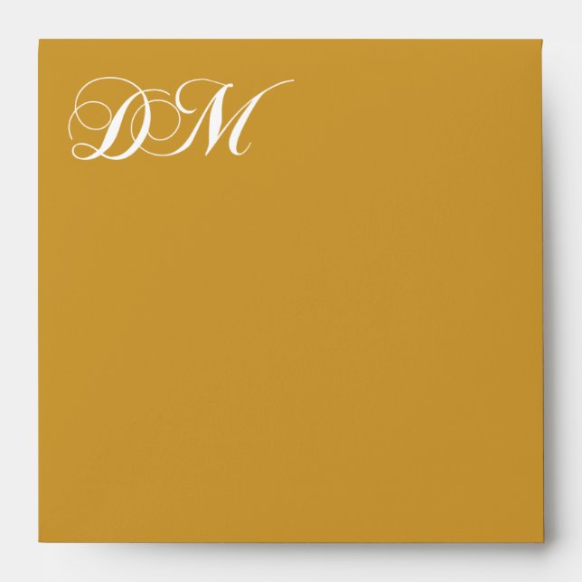Monogram D & M Invitation Envelopes Gold (Front)