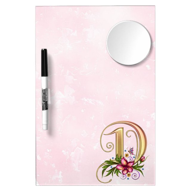 Monogram D  Medium w/ Mirror and Pen Dry Erase Board With Mirror (Front)