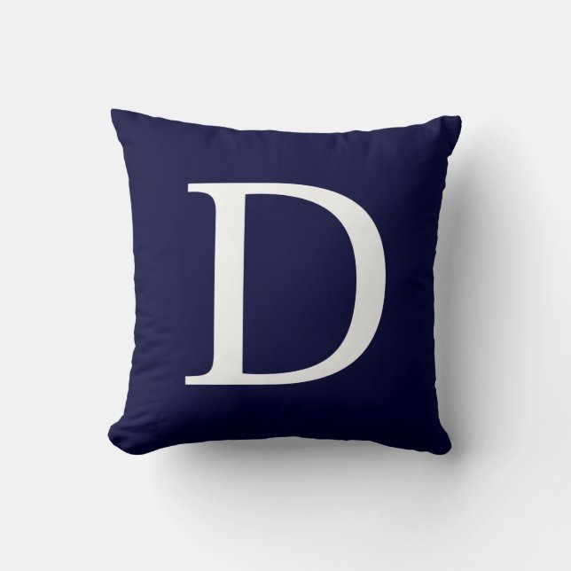 Monogram D On Navy Blue Throw Pillow (Front)