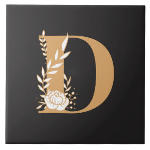 Monogram D pretty floral pattern Ceramic Tile