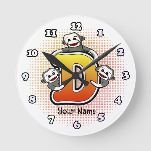 Monogram D Sock Monkey clock