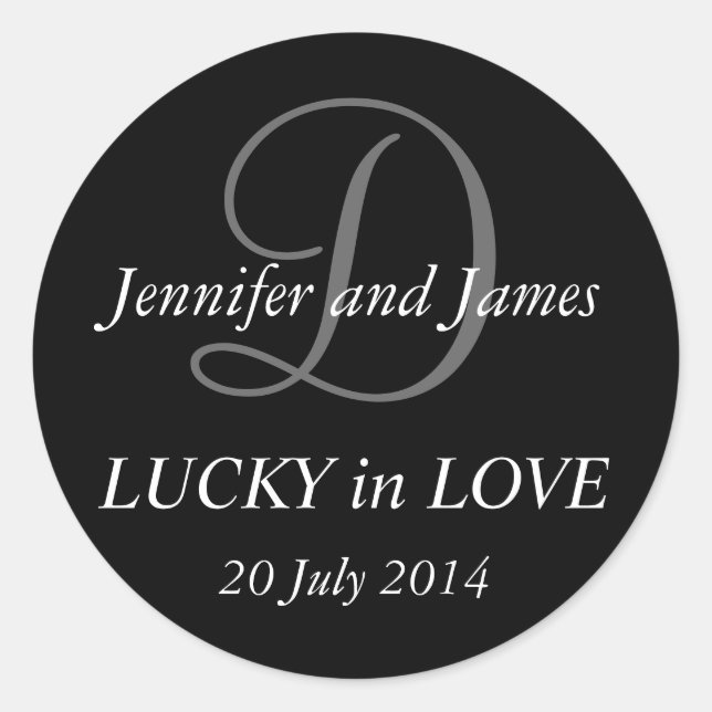 Monogram D Stickers for Weddings Black (Front)