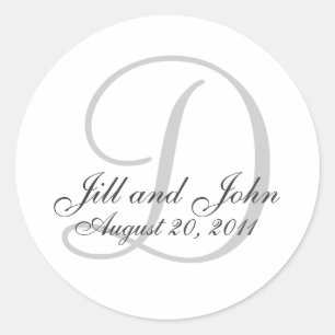 Monogram D Wedding White Bride Groom Seal Sticker