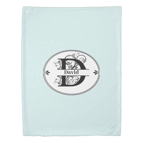 Monogram D with full name and color Duvet Cover