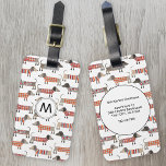 Monogram Dachshund Dog Pattern Luggage Tag<br><div class="desc">Cute little Dachshund sausage or wiener dogs in woolly knitwear. Perfect for dog lovers and dog walkers.  Original art by Nic Squirrell.
Change the monogram initial on the front and the contact details on the back.</div>
