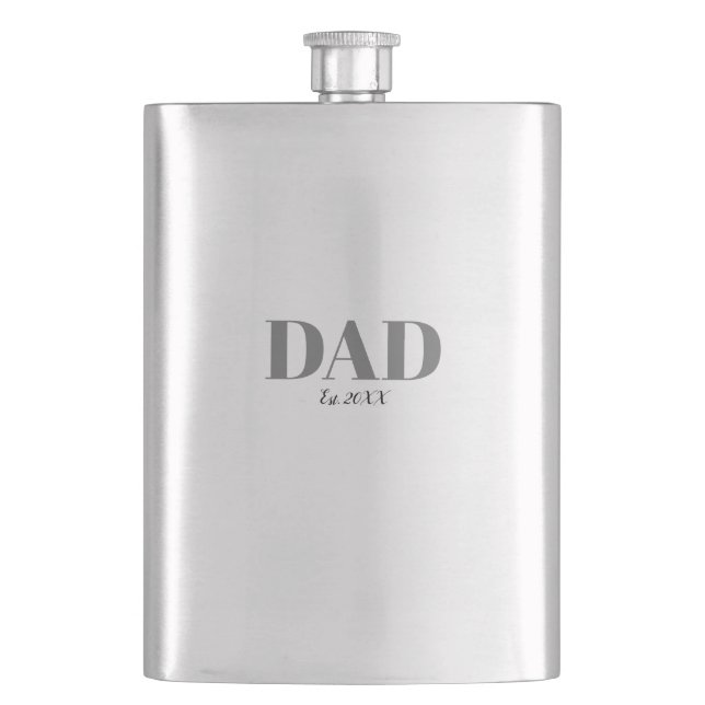 Monogram Dad Est Modern Simple Flask (Front)