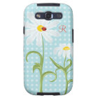Monogram Daisies and Lady Bug Polka Dot Blue