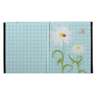 Monogram Daisies and Lady Bug Polka Dot Blue