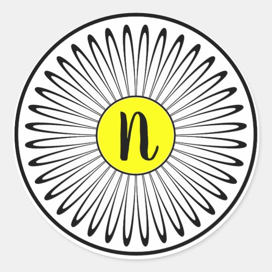 Monogram Daisy Classic Round Sticker