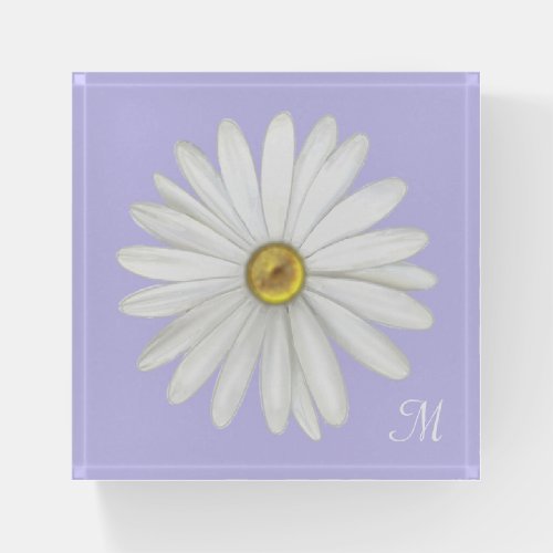 Monogram  Daisy Flower on Lavender Paperweight
