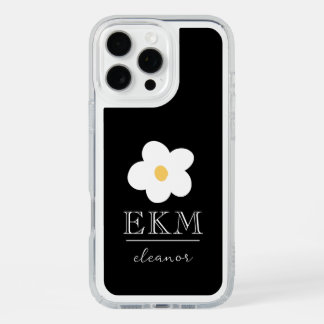 Monogram Daisy Minimalist Black & White iPhone 16 Pro Max Case