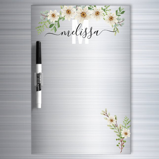  Monogram Daisy Silver Metal Look To Do  Dry Erase Board (Creator Uploaded)