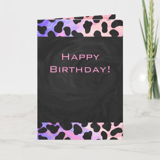 Monogram Dalmatian Black and Pink Card (Front)