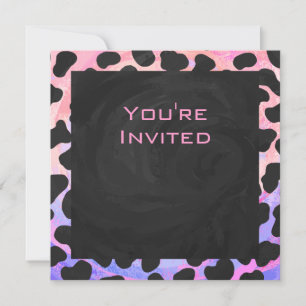 Monogram Dalmatian Black and Pink Invitation