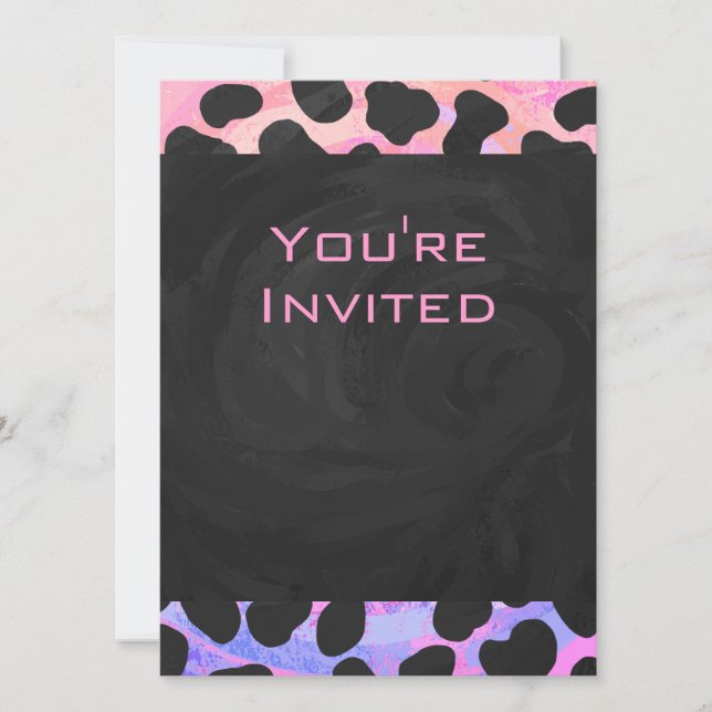 Monogram Dalmatian Black and Pink Invitation (Front)