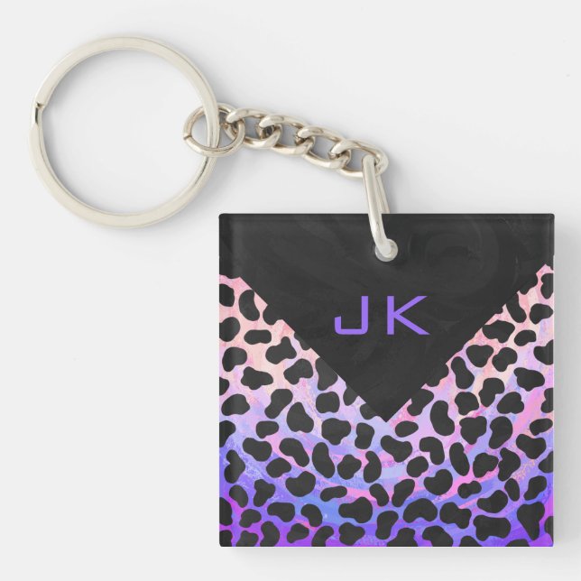 Monogram Dalmatian Black and Pink Keychain (Front)