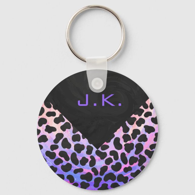 Monogram Dalmatian Black and Pink Keychain (Front)