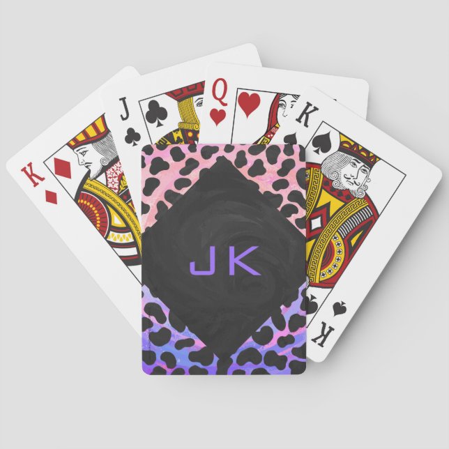 Monogram Dalmatian Black and Pink Poker Cards (Back)