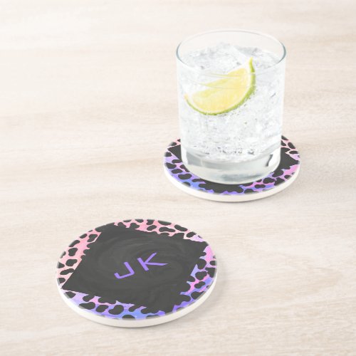 Monogram Dalmatian Black and Pink Sandstone Coaster