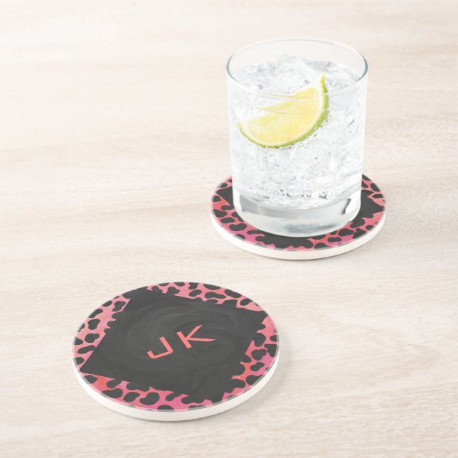 Monogram Dalmatian Black and Red Drink Coaster (Side)