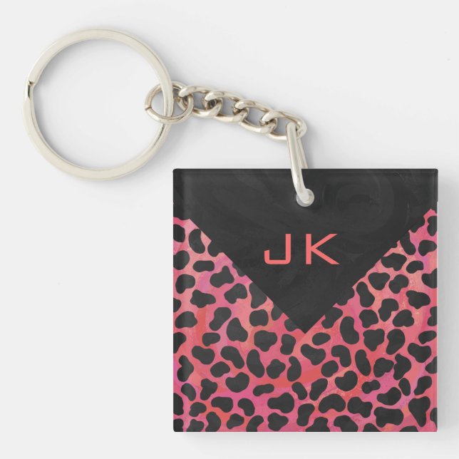 Monogram Dalmatian Black and Red Keychain (Front)