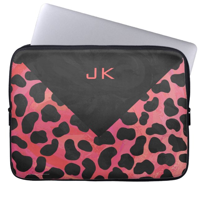 Monogram Dalmatian Black and Red Laptop Sleeve (Front)