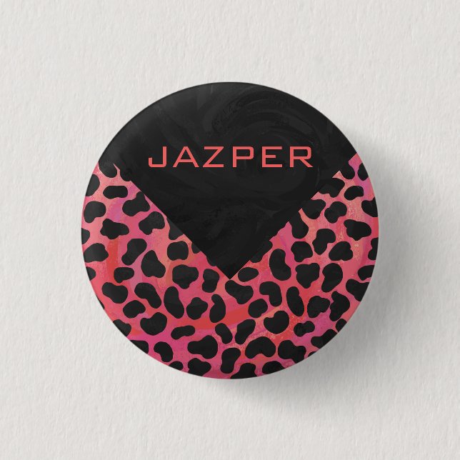 Monogram Dalmatian Black and Red Pinback Button (Front)