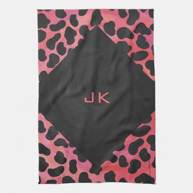 Monogram Dalmatian Black and Red Towel (Vertical)