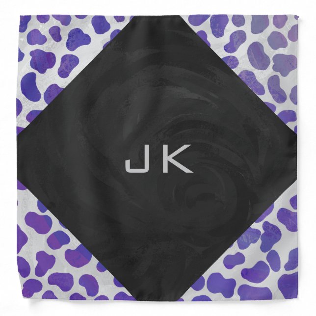 Monogram Dalmatian Purple and White Print Bandana (Front)