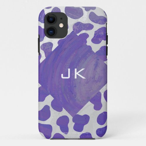 Monogram Dalmatian Purple and White Print iPhone 11 Case