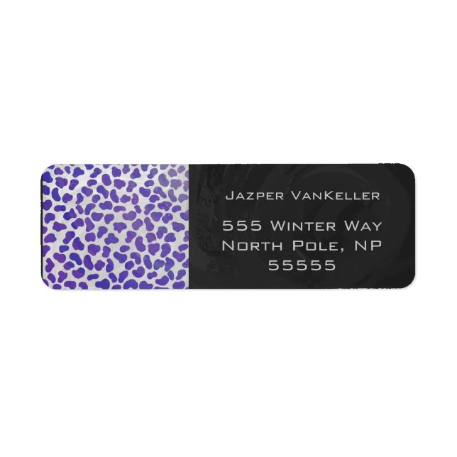 Monogram Dalmatian Purple and White Print Label (Front)