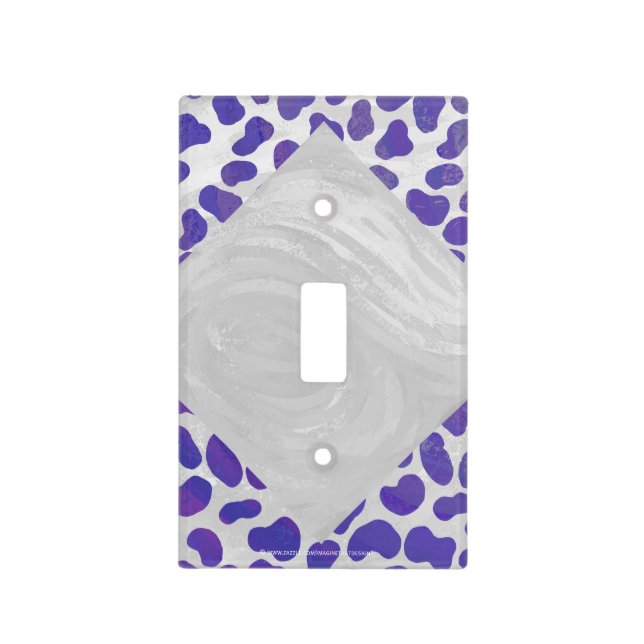 Monogram Dalmatian Purple and White Print Light Switch Cover (Front)