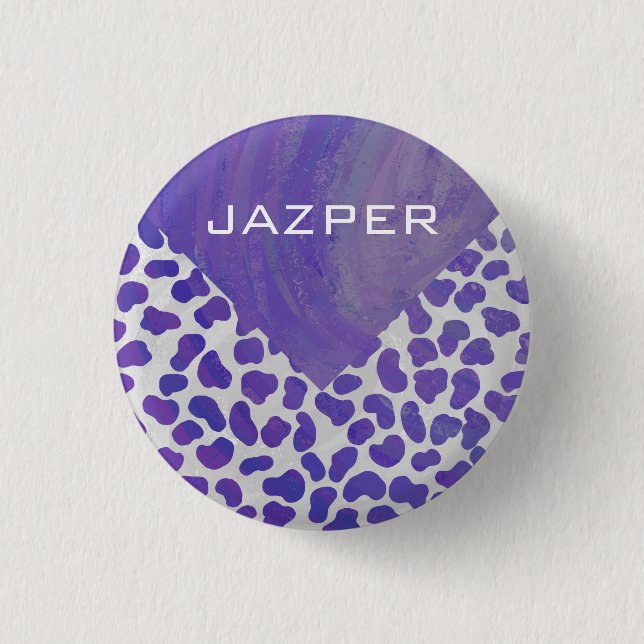 Monogram Dalmatian Purple and White Print Pinback Button (Front)