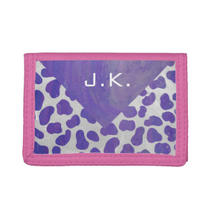 Monogram Dalmatian Purple and White Print Tri-fold Wallet
