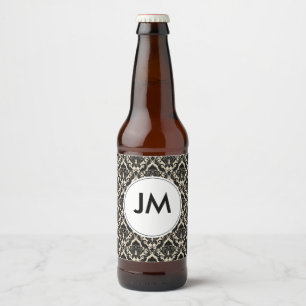 Monogram / Damask Beer Bottle Label