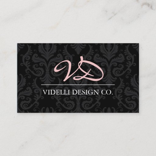 Customizable Monogram Damask Business Card
