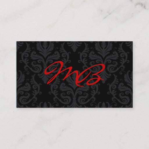 Customizable Monogram Damask Business Card