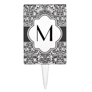 Monogram Damask Cake Topper