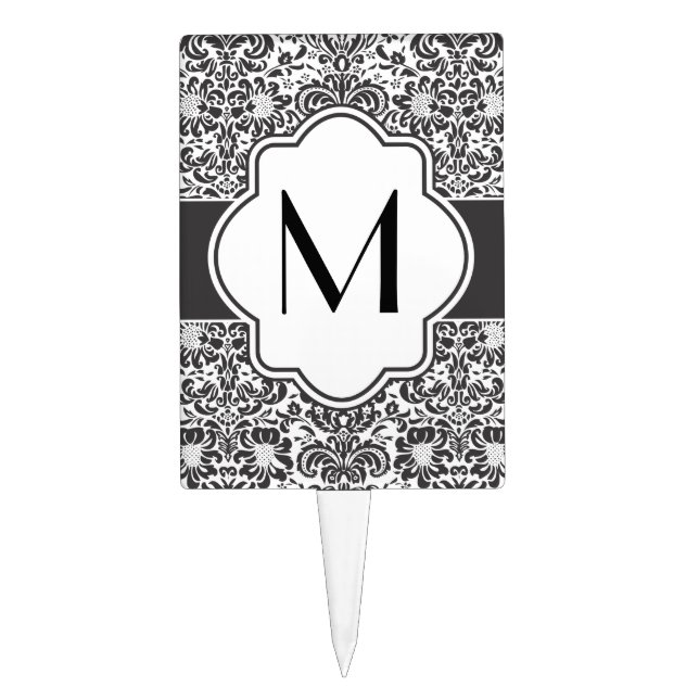Monogram Damask Cake Topper (Front)