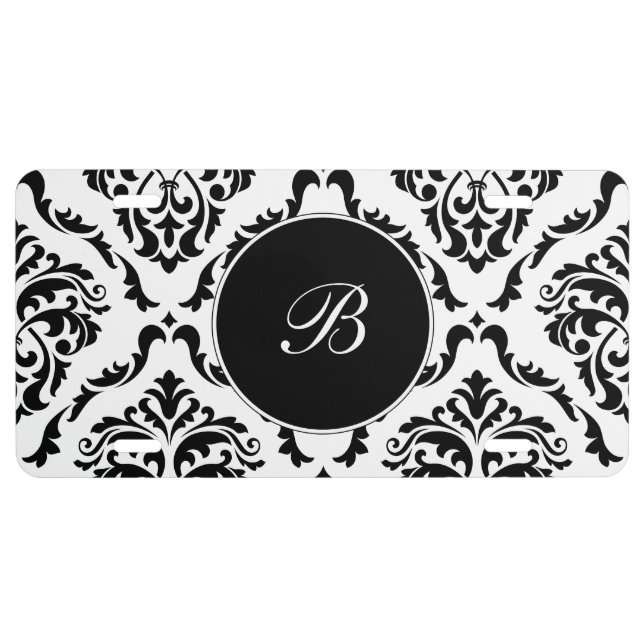 Monogram Damask Car Tag License Plate (Front)