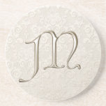 Monogram Damask Coasters - Letter M at Zazzle
