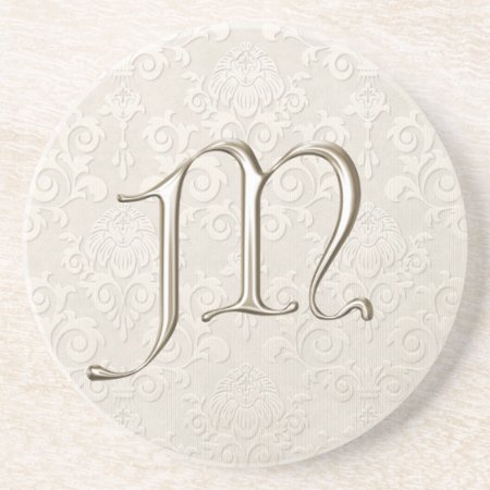 Monogram Damask Coasters - Letter M