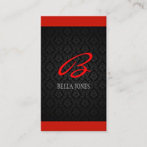 Monogram Damask Design Business Card