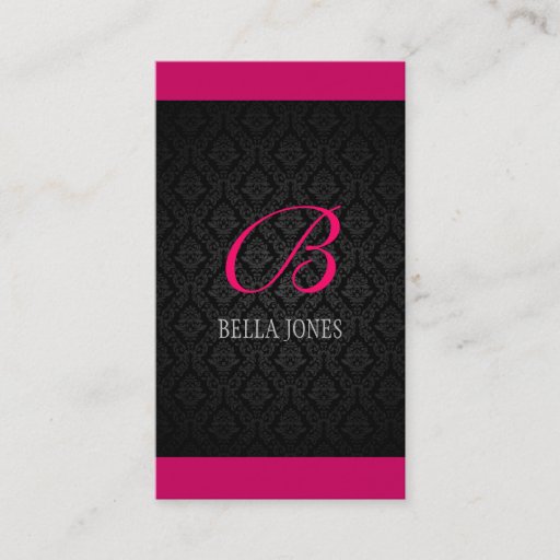 Customizable Monogram Damask Design Business Card