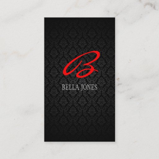 Customizable Monogram Damask Design Business Card