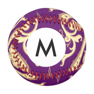 Monogram Damask Pattern 4 Baseball