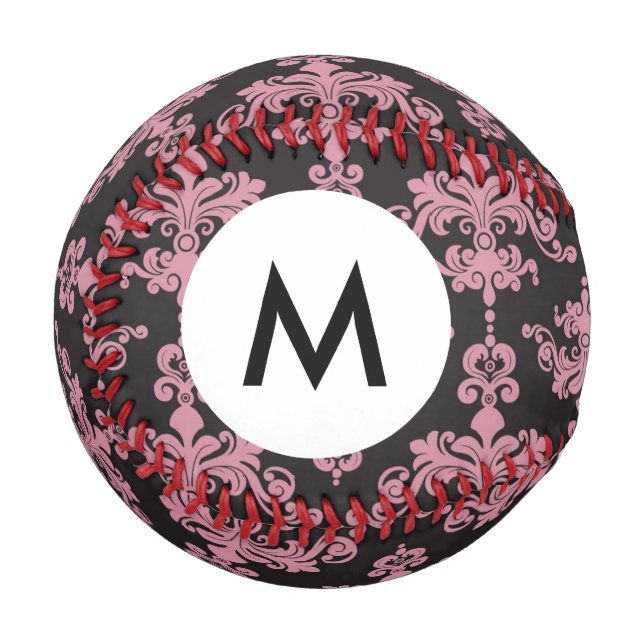 Monogram Damask Pattern 5 Baseball (Front Left)