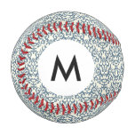 Monogram Damask pattern on gradient background 2 Baseball