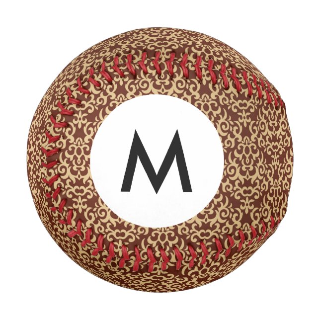 Monogram Damask pattern on gradient background Baseball (Front Left)