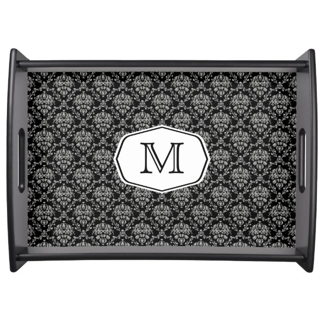 Monogram Damask Serving Tray (Front)